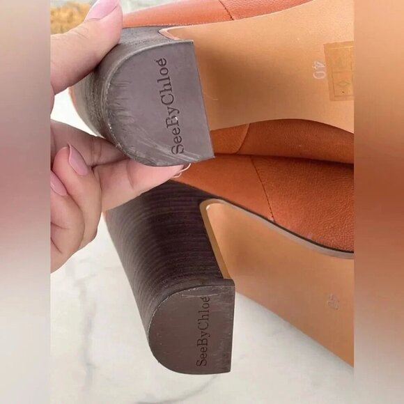 See By Chloe chestnut Leather Ankle Length Boots Size 40/9.5 - Picture 6 of 12